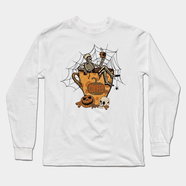 Funny Coffee Halloween Long Sleeve T-Shirt by reedae